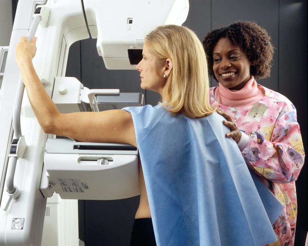 Cancer screening (mammography) is important in a regular checkup routine.